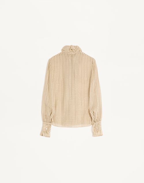 Valentino - Seersucker Lamé Shirt - Birch - Woman - Shirts And Tops