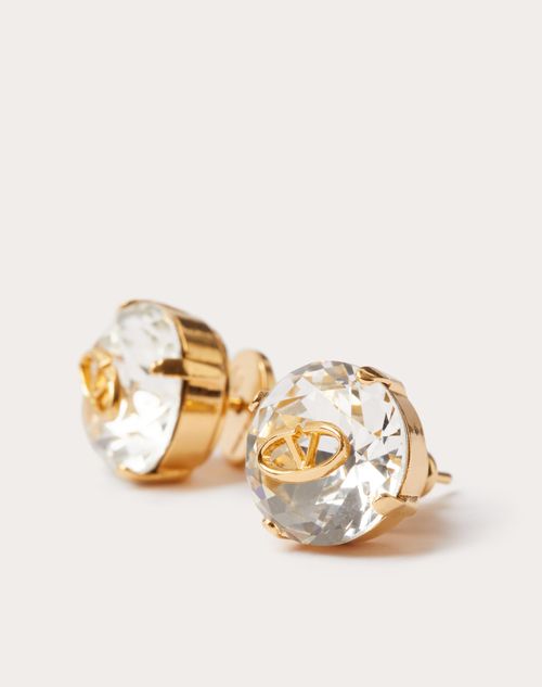 Valentino Garavani - The Bold Edition Vlogo Metal And Crystal Earrings - Gold - Woman - Jewellery