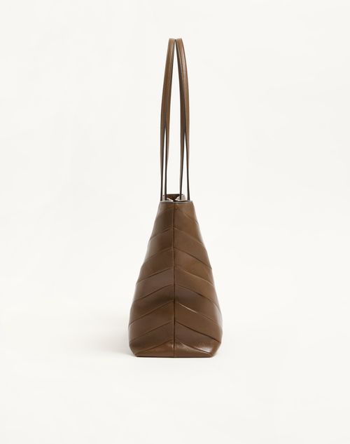 Valentino Garavani - Valentino Garavani Jean Medium Shopping Bag In Nappa With Chevron Motif - Tundra - Woman - Totes