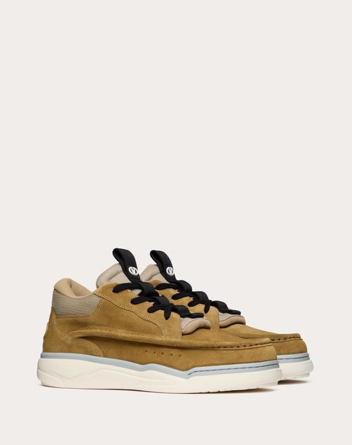 Valentino Garavani - Mid-top Runboot Split Leather Sneaker - Beige/new Chinos/black - Man - Sneakers