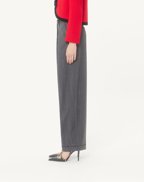 Valentino - Valentino Trousers In Multicolour Pinstripe - Grey/multicolour - Woman - Trousers And Shorts