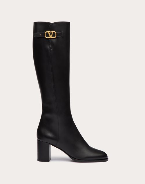 Valentino Garavani - Vlogo Signature Calfskin Boot 70mm - Black - Woman - Boots&booties - Shoes