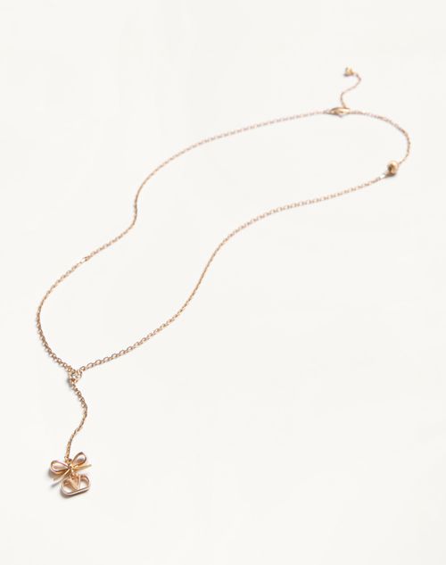 Valentino Garavani - Valentino Vlogo Floc Necklace In Metal And Swarovski® Crystals - Gold/crystal - Woman - Jewellery