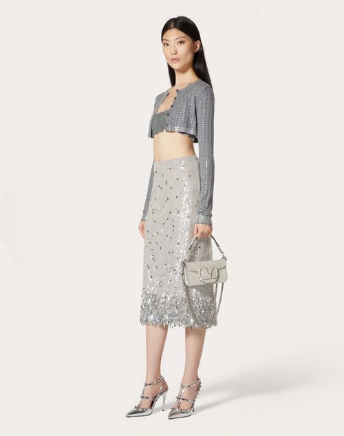 Valentino - Tulle Illusione Embroidered Skirt - Silver - Woman - Skirts