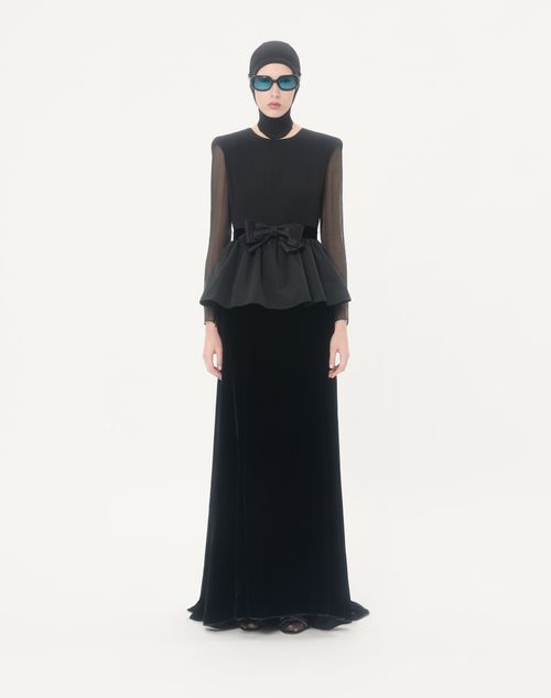 Valentino Long Dress In Sabl Velvet Woman Black 46