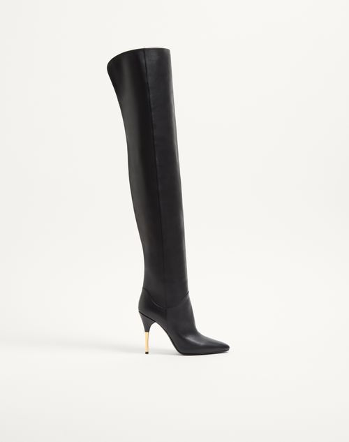 Valentino Garavani - Deboot Over-the-knee Calfskin Boot 105mm - Black - Woman - Shoes