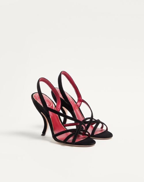 Valentino Garavani - Fetishique Velvet Sandal 105mm - Black - Woman - Sandals
