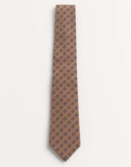 Valentino Garavani - Valentie Micro-check Silk Tie - Beige - Man - Soft Accessories