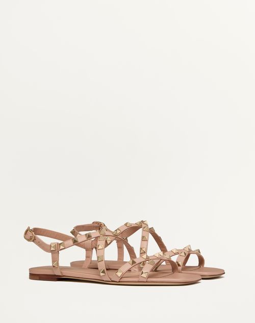 Valentino Garavani - Calfskin Rockstud Sandal With Straps - Rose Cannelle - Woman - Sandals