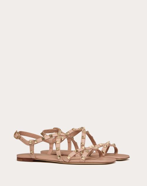 Valentino Garavani - Calfskin Rockstud Sandal With Straps - Rose Cannelle - Woman - Rockstud Sandals - Shoes