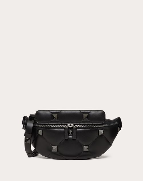 Valentino Garavani - Roman Stud Nappa Belt Bag - Black - Man - Belt Bags