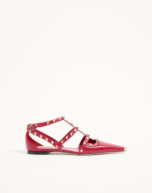 Valentino Garavani - Rockstud Kidskin Ballerinas - Red - Woman - Ballerinas