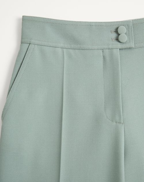 Valentino - Light Diagonal Wool Pants - Sage - Woman - Pants And Shorts