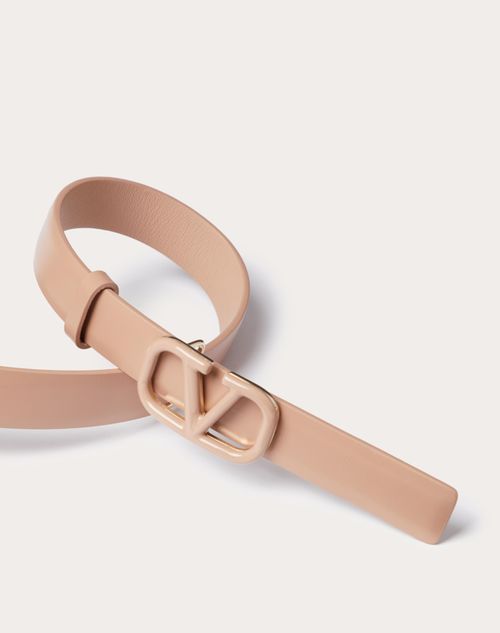Valentino Garavani - Vlogo Signature Belt In Shiny Calfskin 20mm - Rose Cannelle - Woman - Belts - Accessories