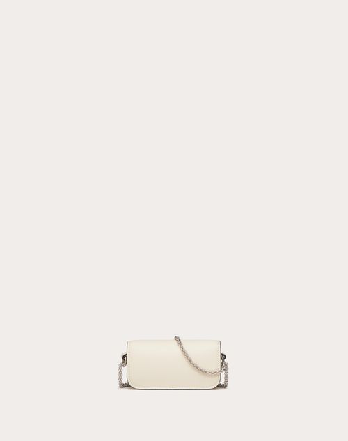 Locò Micro Bag With Chain And Jewel Logo for Woman in Light Ivory