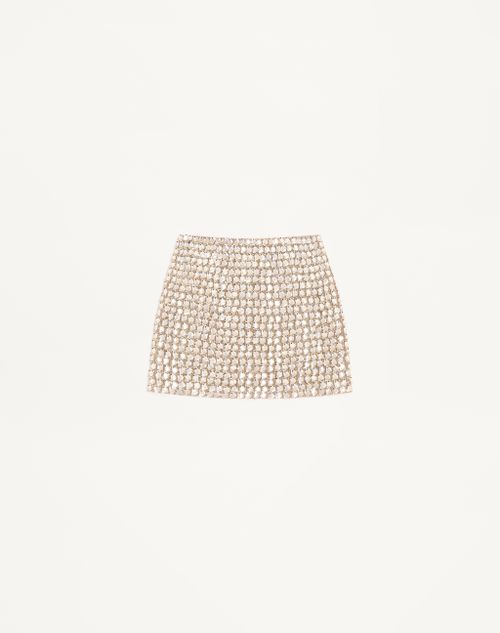 Valentino - Mini Skirt In Embroidered Organza - Silver - Woman - Skirts