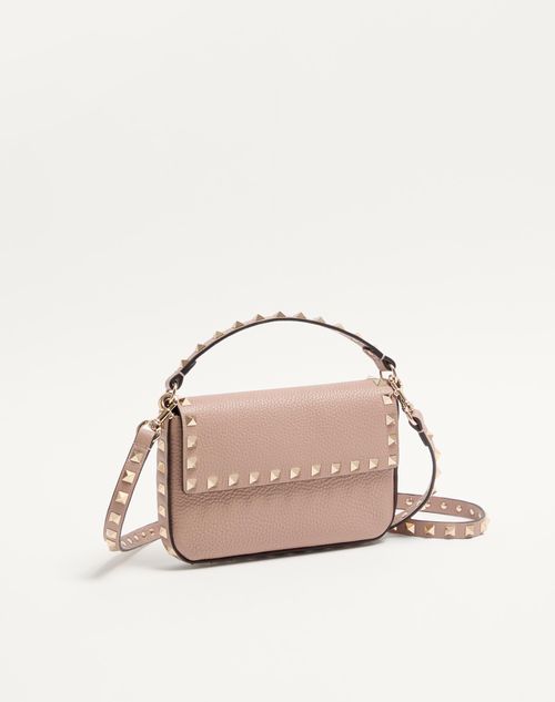 Valentino Garavani - Rockstud Grainy Calfskin Pouch - Poudre - Woman - Clutches