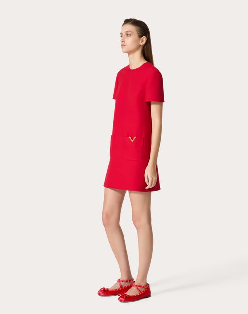 Valentino - Abito Corto In Crepe Couture - Rosso - Donna - Abiti