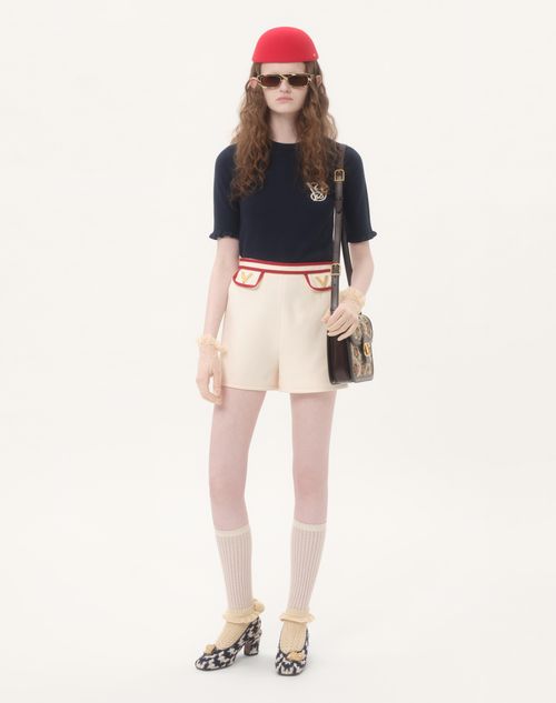 Valentino - Top De Lana Bordado - Noche/crema - Mujer - Shelf - Wrtw - Red, Navy, Mariniere W1