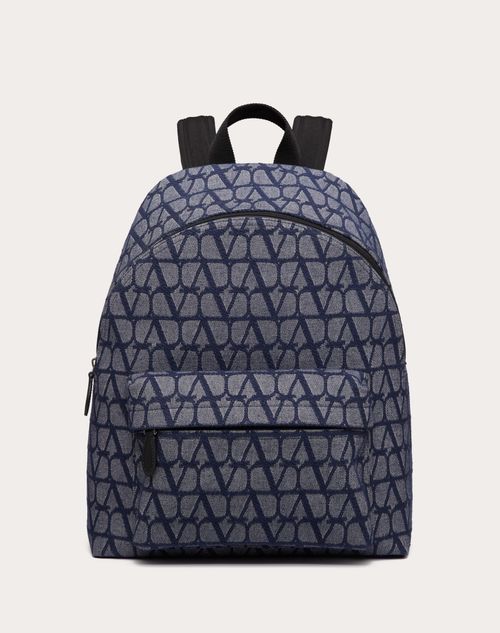 Valentino Garavani - Toile Iconographe Backpack In Denim-effect Jacquard Fabric - Denim/black - Man - Bags