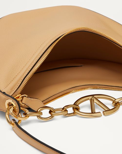 Valentino Garavani - Small Vlogo Moon Hobo Bag In Grainy Calfskin With Chain
 - Cappuccino - Woman - Woman View All