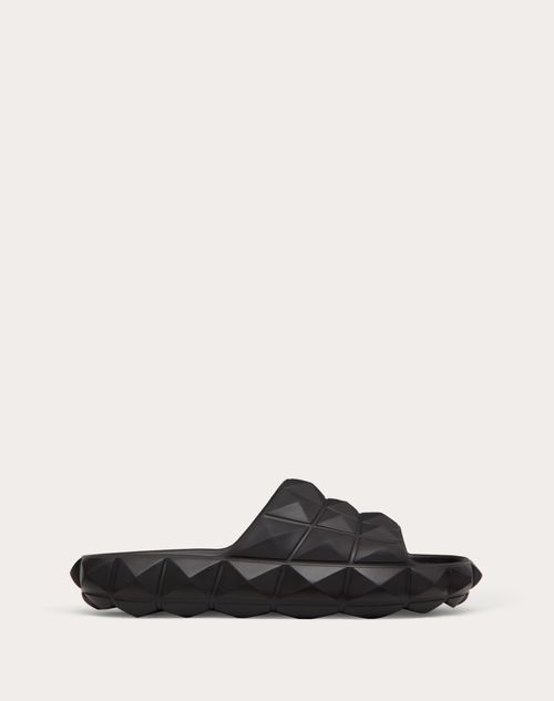 Valentino Garavani - Roman Stud Turtle Slide Sandal In Rubber - Black - Woman - R Turtle - Shoes