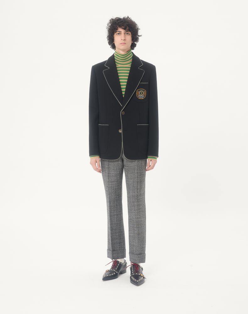 Valentino Single Breasted Wool Jacket With Patch Man Black 48