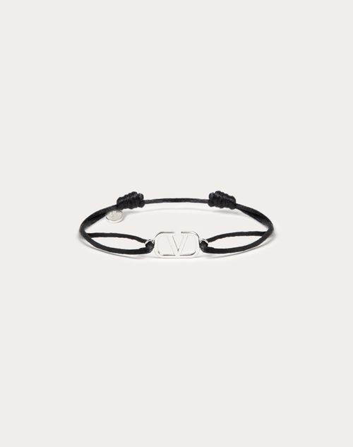Valentino Garavani - Vlogo Signature Cotton Bracelet - Black - Man - Accessories