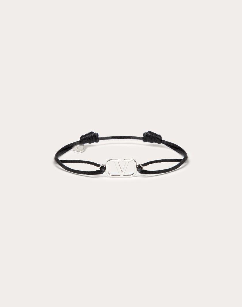 Valentino Handbags Bracciale Vlogo Signature In Cotone per Uomo in Oltremare | Valentino IT