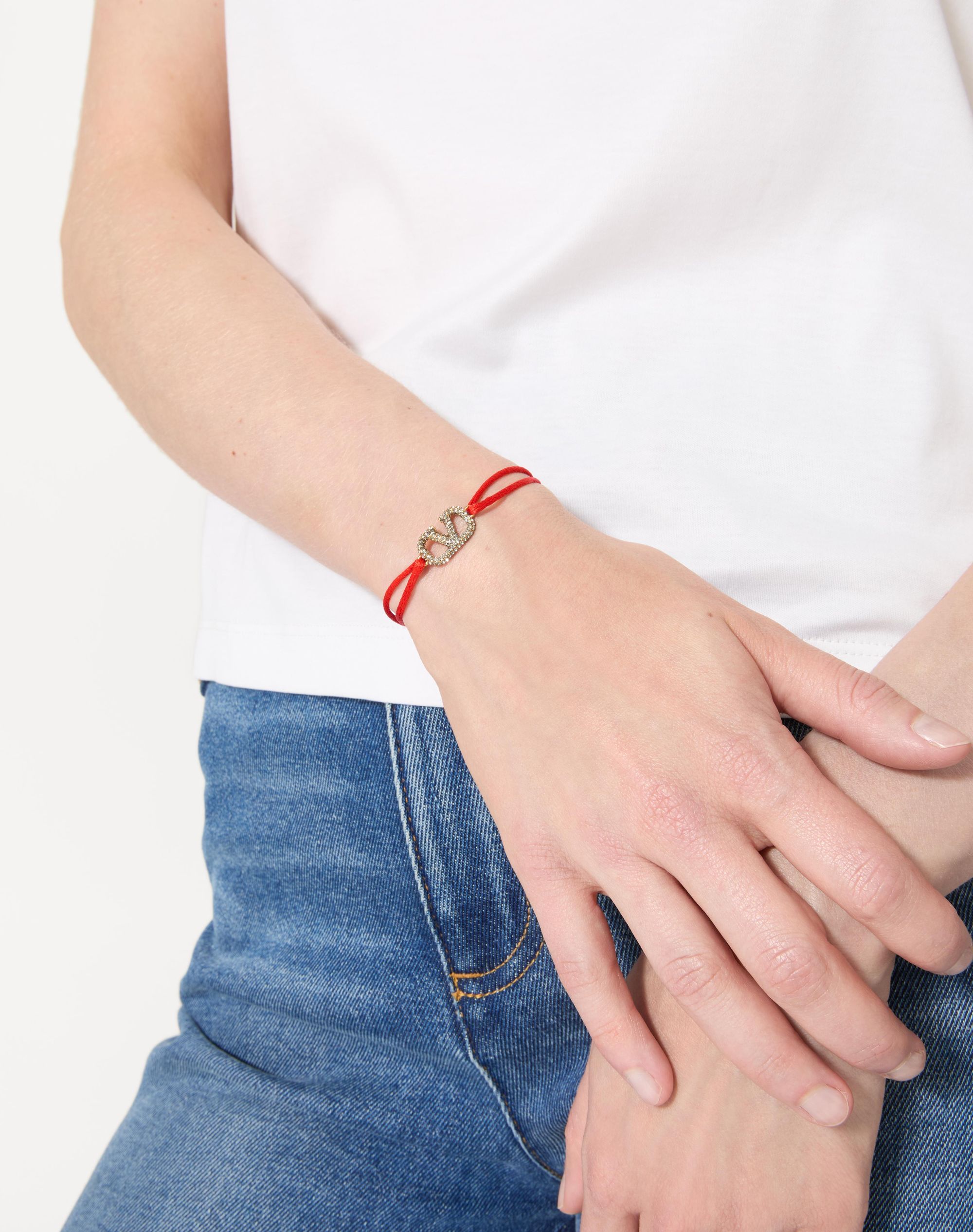 Vlogo Signature Bracelet In Cotton And Swarovski® Crystals Vlogo Signature Bracelet In Cotton And Swarovski® Crystals