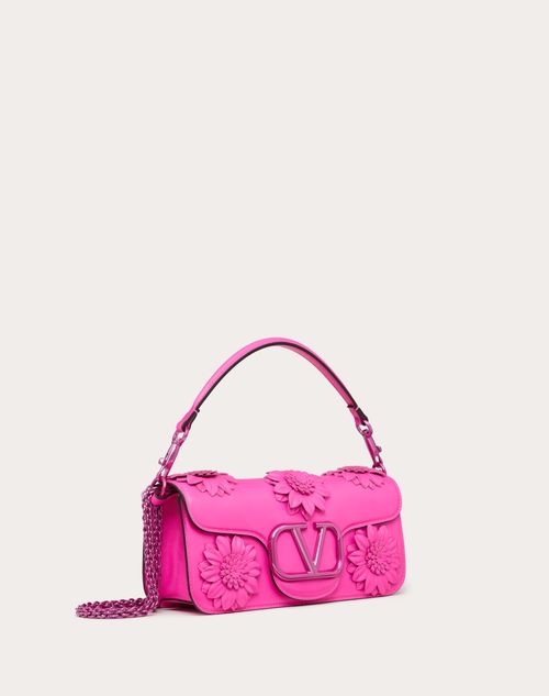 Valentino Garavani - Locò Shoulder Bag With Applique Flowers - Pink Pp - Woman - Shoulder Bags