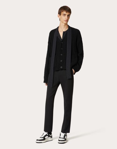 Valentino - Wool Cardigan With Toile Iconographe Pattern - Black - Man - New Shelf-rtw M Formal+toile