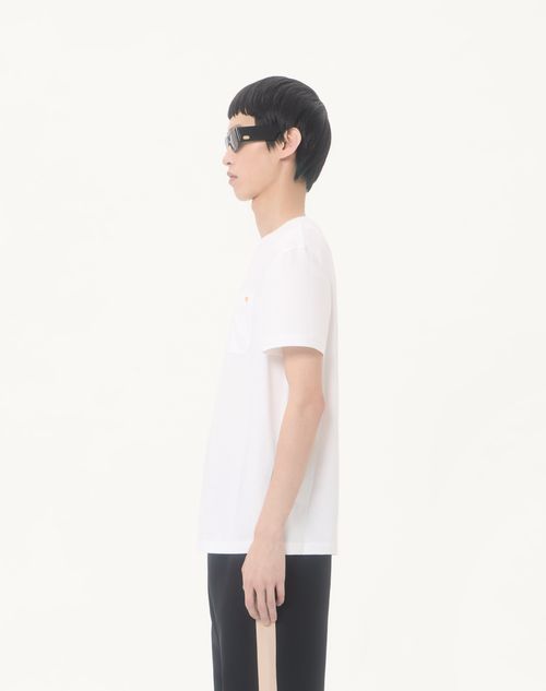 Valentino - Valentino Cotton T-shirt With Vgold - White - Man - T-shirts And Sweatshirts