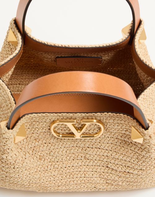 Valentino Garavani - Valentino Garavani Small Raffia Shopping Bag - Natural - Woman - Totes