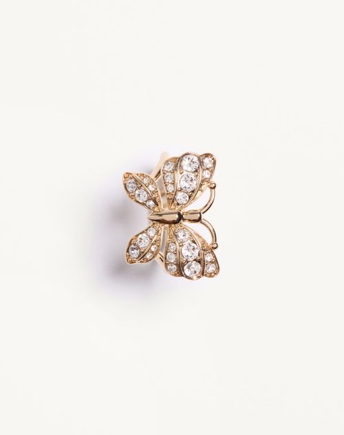 Valentino Garavani - Flutterby Ring In Metal And Swarovski® Crystals - Platinum/crystal - Woman - Jewelry