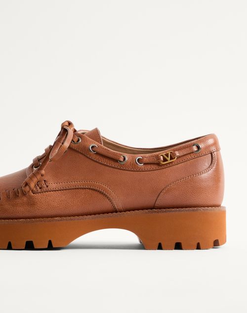 Valentino Garavani - Lord Chunky Buffalo Boat Shoe - Tobacco - Man - Loafers And Driver