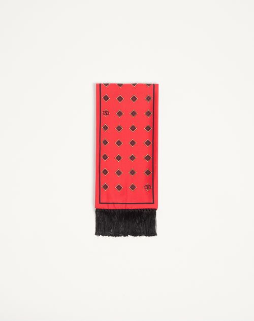 Valentino Garavani - Opticool Silk Bandeau Scarf With Fringe - Red/black - Man - Soft Accessories