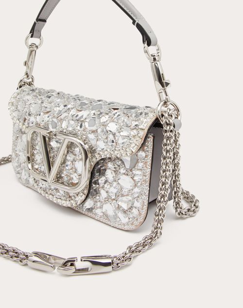 Valentino Garavani Roman Stud Mini Metallic Crystal Top-Handle Bag