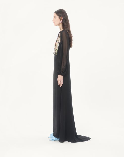 Valentino - Embroidered Georgette Long Dress - Black/multicolor - Woman - Ready To Wear