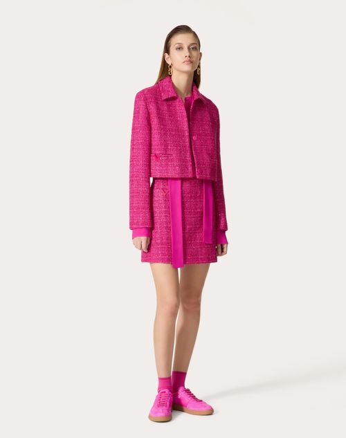 Valentino - 글레이즈 트위드 라이트 재킷 - Pink Pp - 여성 - 코트 / 아우터웨어