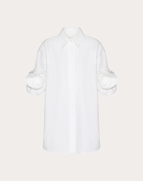 Valentino - Chemisier En Popeline Compacte - Blanc - Femme - Chemises Et Tops
