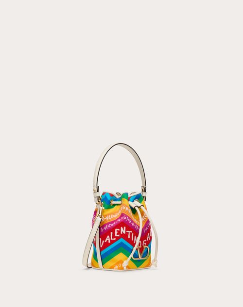 Valentino Garavani - Valentino Garavani Escape Mini Bucket Bag In Canvas With Chevron24 Print - Multicolor - Woman - Shoulder Bags