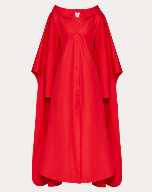 Valentino - Kleid Aus Compact Popeline - Rot - Frau - Kleider