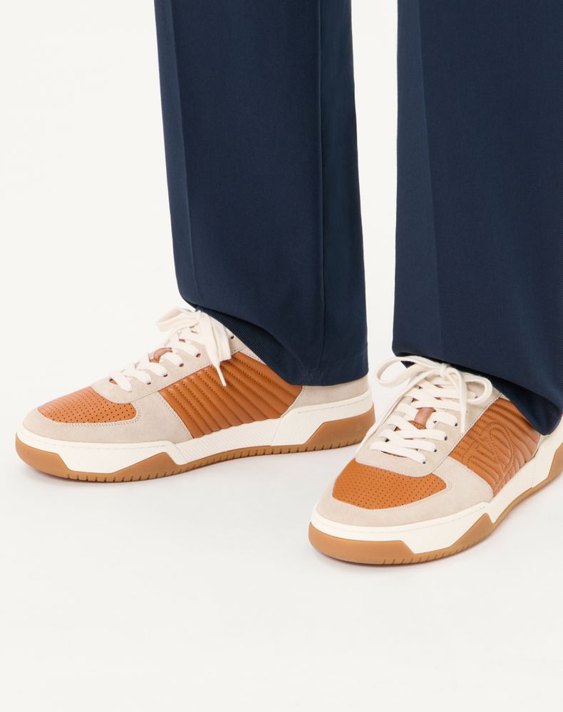 Valentino Garavani Sparry Trainer In Split Leather And Nappa Man Beige 45