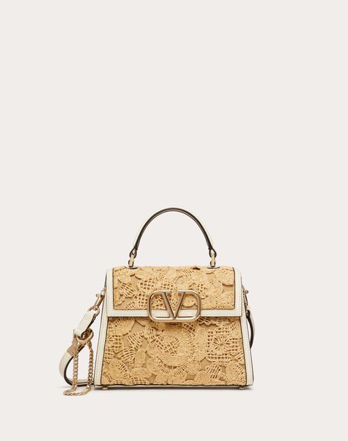 Valentino Garavani - Small Vsling Handbag In Lace-effect Raffia - Natural/ivory - Woman - Top Handle Bags