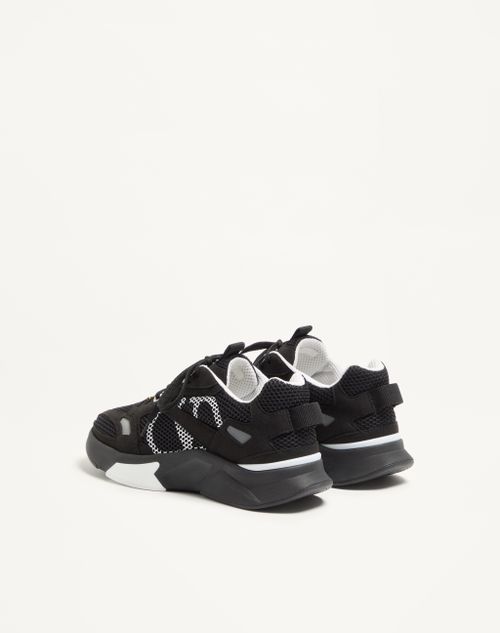Valentino Garavani - Demivee Sneaker In Mesh Fabric With Suede Inserts - Black/gray - Man - Sneakers