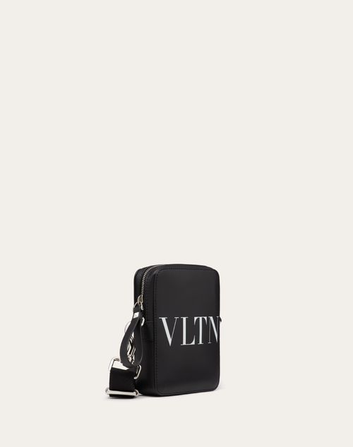 Valentino Garavani - Small Vltn Leather Crossbody Bag - Black/white - Man - Shoulder Bags