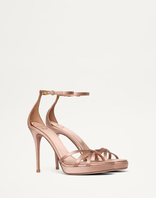 Valentino Garavani - Valentino Garavani Eveninglam Satin Platform Sandal 120mm - Poudre - Woman - Shoes