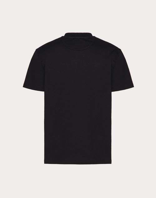Valentino - Cotton T-shirt With Topstitched V Detail - Black - Man - Shelf - Mrtw - Pre Ss24 Vdetail+denim Toile Iconographe