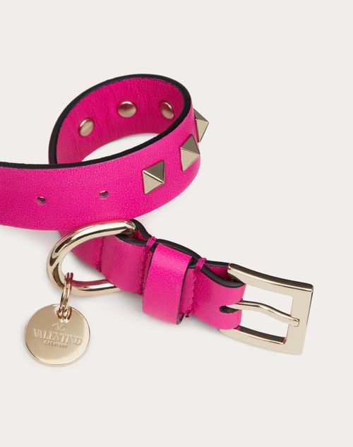 Valentino Garavani - Valentino Garavani Rockstud Pet Collar 20 Mm - Sheer Fuchsia - Woman - Pet Accessories